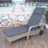 Mendler Poly-ratanové lehátko Carrara, Relax Lounger Garden Lounger, Alu sivá, Vankúš tmavosivá