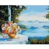 Diamondi Diamantové maľovanie - DOM PRI MORI S KVETMI NA STOLE Rámovanie: bez rámu a bez vypnutia plátna, Rozmer: 40x50 cm