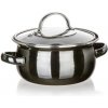 BANQUET Hrniec smaltovaný METALLIC Black 14 cm, 0,71 l, s pokrievkou
