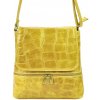 BORSE IN PELLE Kožená dámska crossbody kabelka v kroko dizajne žltá
