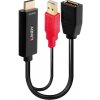 Konvertor HDMI na DisplayPort M/F, 4K@60Hz, UHD, USB napájanie, 18cm, čierny, Aktívny, 18G