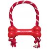 Hračka Kong Dog Puppy Classic Kosť červená s lanom, guma prírodná, M