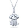 MINET JMAD0057SN38 - Strieborný náhrdelník pes s bielymi a čiernymi zirkónmi