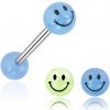 Šperky eshop - Piercing do jazyka gulička úsmev W37.21 - Farba piercing: Neónová zelená