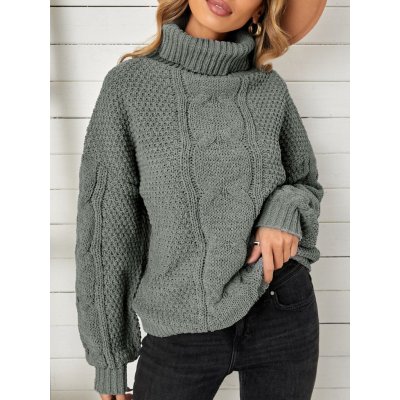 OMG dámska pevný pletený sveter s rolákom Enoz šedá