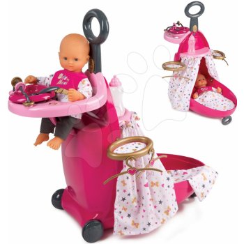 Smoby Prebaľovací vozík pre bábiku Baby Nurse Zlatá edícia s postieľkou a kuchynkou