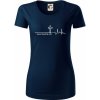 Jesus Saved My Life kríž ekg - Dámske tričko z organickej bavlny Origin (GOTS) - XL ( Tmavomodrá (veľmi tmavá - skoro čierna) )