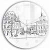 Foto nástenné hodiny Ilustrácia mesta Poznaň biele ručičky okrúhle fi60 cm