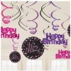 Amscan Závesné dekorácie HAPPY BIRTHDAY, tmavá (12ks)