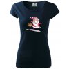 Santa so zahryznutým psom - Dámske tričko Pure - 3XL ( Tmavomodrá (veľmi tmavá - skoro čierna) )