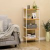 SONGMICS Bambusový regál 4 police prírodný - biely 45x110 cm