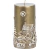 MagicHome Vianoce, 7x12,5 cm, zlatá, s krajinkou