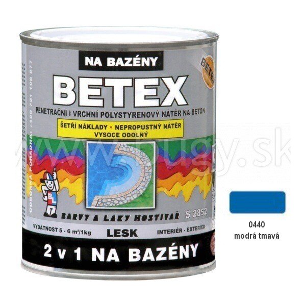 BETEX 2v1 na bazény S2852 Lesk - 0440 Modrá tmavá, penetračný a vrchný  náter 4kg od 31,77 € - Heureka.sk