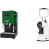 Gaggia New Classic E24 BC, green + Eureka Helios 65, white