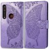 Peňaženkové kožené puzdro na Motorola Moto G8 Plus - Slabofialová