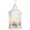 Lampáš MagicHome Vianoce Morocco, LED teplá biela, sviečky, biely, 3xAAA, plast, časovač, 18x15x32 c
