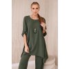 Women's blouse set with pendant + pants - khaki kaki One size Kesi Włoski 5907302247872