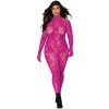 Dreamgirl Bodystocking Azalea Plus Size kvetinový vzor a diamanty