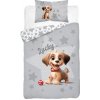 DETEXPOL Bambusové obliečky do postieľky Veselý psík sivý Bavlna, Bambus, 100/135, 40/60 cm