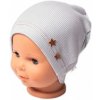 Baby Nellys Rebrovaná čiapka Hviezdičky šedá
