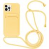 AppleKing silikónový kryt so šnúrkou a kapsou na karty pre iPhone 11 Pro - žltý - možnosť vrátiť tovar ZADARMO do 30tich dní