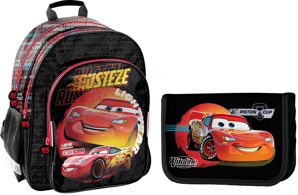 Paso Školský set trojkomorový batoh + peračník Cars
