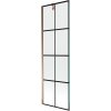 Mexen Next, vaňová zástena 1-krídlová 60 x 150 cm, fixné krídlo, 6 mm číre sklo s čiernym vzorom, ružové zlato profil, 895-060-000-00-77-60