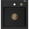 Mexen Vito granitový drez s 1 komorou 520 x 490 mm, čierny, zlatý sifón - 6503521000-77-G