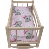 Drevená KOLÍSKA pre bábiky + posteľná bielizeň 3 DIELY