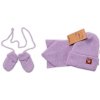 Baby Nellys Pletená čiapka so šálom a rukavičky v STAR fialová