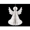 Papierový skladací anjel na zavesenie 32 cm - 1 ks biela