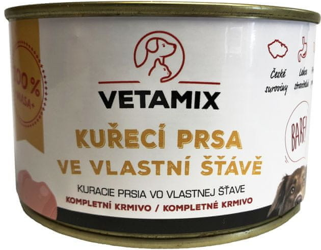 Vetamix Kuracie prsia vo vlastnej šťave 12 x 400 g