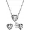 PANDORA strieborný set náhrdelník a náušnice Žiarivé srdcia 398425C01+298427C01