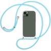 SES Priehľadný silikónový ochranný kryt so šnúrkou na krk pre Apple iPhone 15 Pro - svetlo modrá 14936