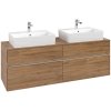 VILLEROY & BOCH Collaro závesná skrinka pod dve umývadlá na dosku, 4 zásuvky, s LED osvetlením, 1600 x 500 x 548 mm, Oak Kansas, C137B0RH