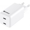 Sandberg Sieťová nabíjačka dual USB-C PD65W