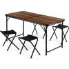 Outtec® kempingový stôl so 4 stoličkami - 120 x 60 cm - výškovo nastaviteľný malý stôl, skladací stôl, balkónový stôl, stôl - na kempovanie, balkón, záhradu, pláž