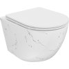 Mexen Lena, závesná WC misa Rimless s duroplastovým sedátkom s pomalým zatváraním, imitácia mramoru-biely kameň, 30224093