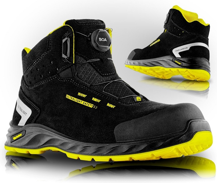 VM Footwear WISCONSIN BOA S3 ESD obuv Čierna-Žltá