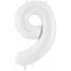 PartyDeco Fóliový balón číslo 9, 86 cm biely