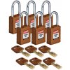 Visiace zámky SafeKey z nylonu, neiskriace , BJ=6 ks, hnedé
