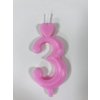 Dortisimo Sviečka malé číslo 3 ružová
