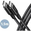 AXAGON BUCM-CM15AB, HQ kabel USB-C USB-C, 1.5m, USB 2.0, PD 60W 3A, ALU, oplet, černý BUCM-CM15AB