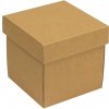 Darčeková krabička s vekom 150x150x150/40 mm, hnedá - kraft