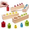 Drevené farebné valcové závažia Montessori, hra – skladačka