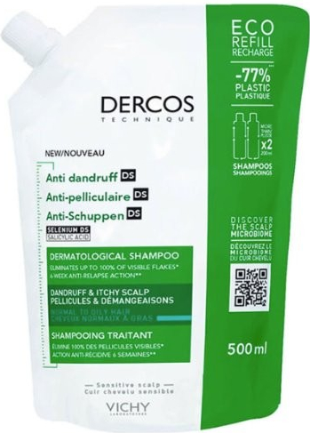 Vichy Dercos Anti-Dandruff šampón proti lupinám pre normálne až mastné vlasy 500 ml náhradná náplň