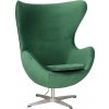 Nábytek PEGAS Křeslo Vejce Velvet zelené/ stříbrná základna
