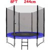 JOKO Záhradná Trampolína 244cm 8FT s kovovou konštrukciou + ochranná sieť + rebrík 2v1, modrá