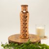 Fľaša na vodu z čistej medi, zakrivená, leštená, diamantový vzor ± 800 ml