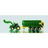 SIKU Farmer - John Deere s čelným nakladačom a prívesom, mierka 1:87